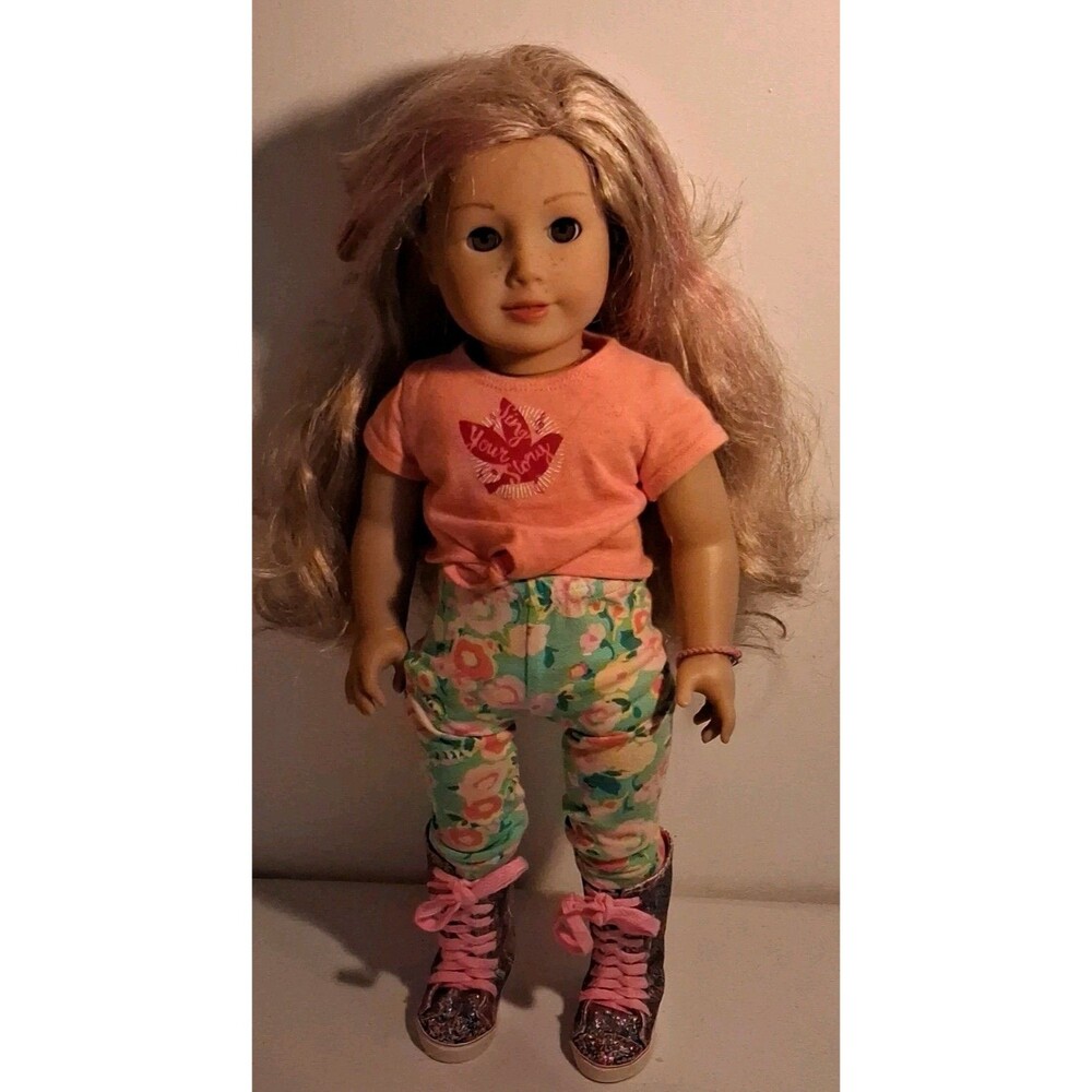 18" American Girl Doll Tenney Grant Brown Eyes Long Wavy Blonde Hair  Freckles